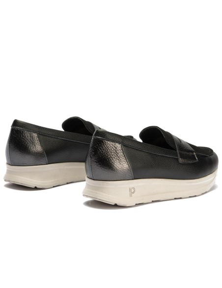 JucaZapatos - Pitillos 11602 - NEGRO - Mocasín antifaz flecos combinado napa grano, ante y laminado Negro