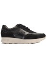 JucaZapatos - Pitillos 11603 - NEGRO - Deportivo combinado serraje, napa con grano y laminado con cordón elástico Negro