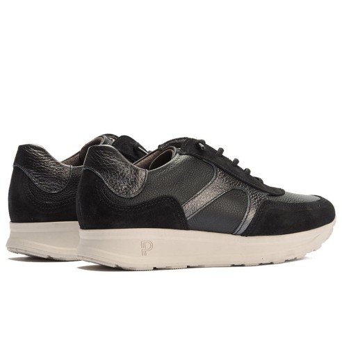 JucaZapatos - Pitillos 11603 - NEGRO - Deportivo combinado serraje, napa con grano y laminado con cordón elástico Negro
