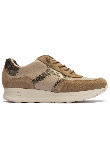JucaZapatos - Pitillos 11603 - TOPO - Deportivo combinado serraje, napa con grano y laminado con cordón elástico Topo
