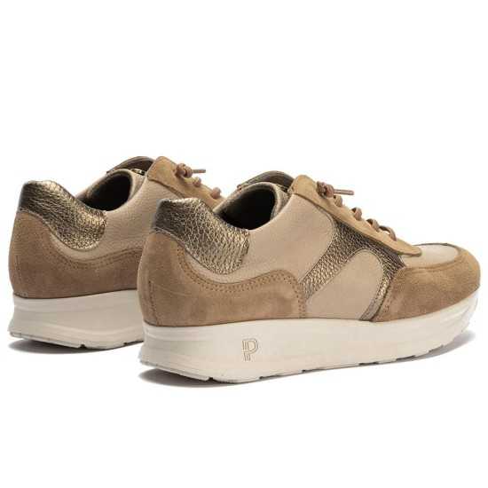 JucaZapatos - Pitillos 11603 - TOPO - Deportivo combinado serraje, napa con grano y laminado con cordón elástico Topo