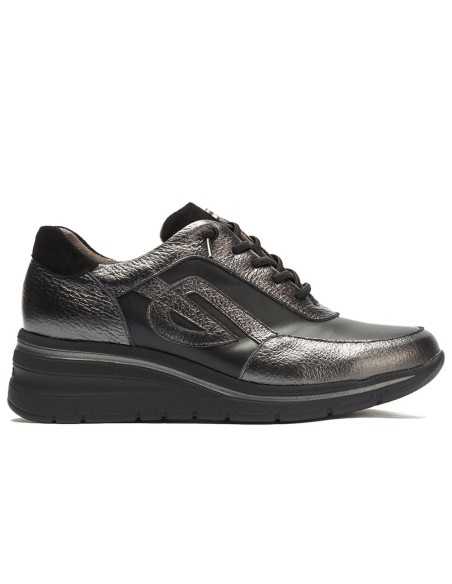 JucaZapatos - Pitillos 11610 - NEGRO - Deportivo combinado laminado con napa con cordón elástico Negro