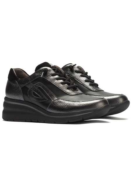 JucaZapatos - Pitillos 11610 - NEGRO - Deportivo combinado laminado con napa con cordón elástico Negro