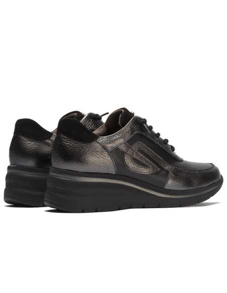 JucaZapatos - Pitillos 11610 - NEGRO - Deportivo combinado laminado con napa con cordón elástico Negro