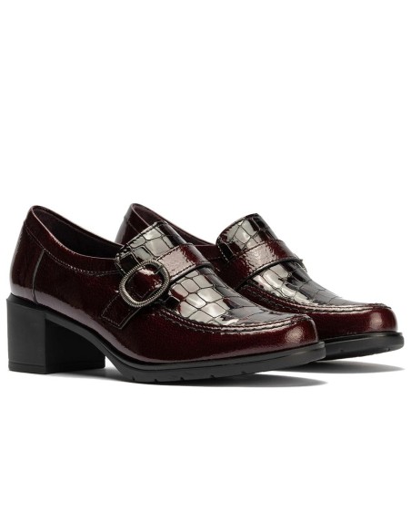 JucaZapatos - Pitillos 11622 - BURDEOS - Abotinado combinado charol con charol coco detalle hebilla Burdeos