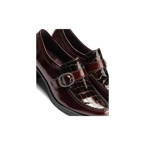 JucaZapatos - Pitillos 11622 - BURDEOS - Abotinado combinado charol con charol coco detalle hebilla Burdeos