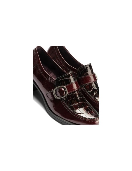 JucaZapatos - Pitillos 11622 - BURDEOS - Abotinado combinado charol con charol coco detalle hebilla Burdeos