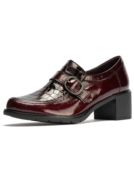 JucaZapatos - Pitillos 11622 - BURDEOS - Abotinado combinado charol con charol coco detalle hebilla Burdeos
