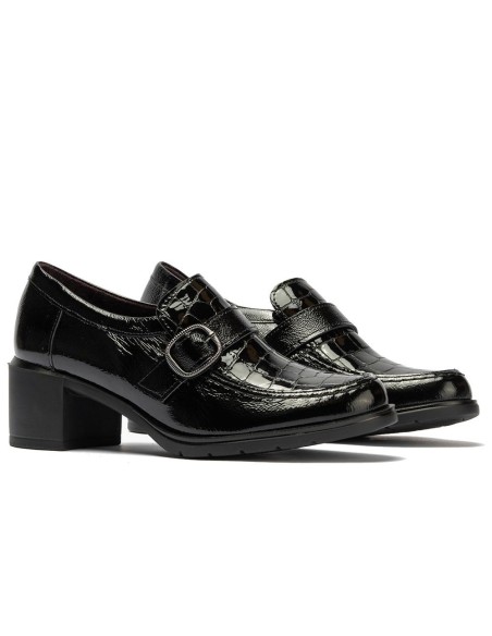 JucaZapatos - Pitillos 11622 - NEGRO - Abotinado combinado charol con charol coco detalle hebilla Negro