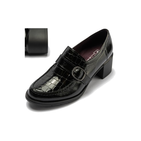 JucaZapatos - Pitillos 11622 - NEGRO - Abotinado combinado charol con charol coco detalle hebilla Negro