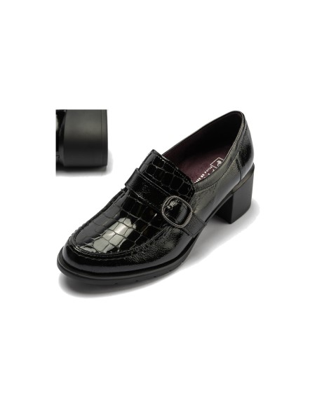 JucaZapatos - Pitillos 11622 - NEGRO - Abotinado combinado charol con charol coco detalle hebilla Negro