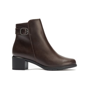 JucaZapatos - Pitillos 20526 - MARRON - Botín en napa con grano con detalle hebilla lateral Marrón