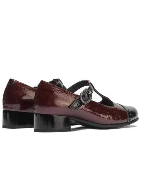 JucaZapatos - Pitillos 11630 - NEGRO/BURDEOS - Gilda picados combinado en charol bicolor Negro-Burdeos