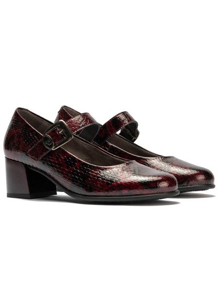 JucaZapatos - Pitillos 11641 - BURDEOS - Mercedes serpiente charol con velcro Burdeos