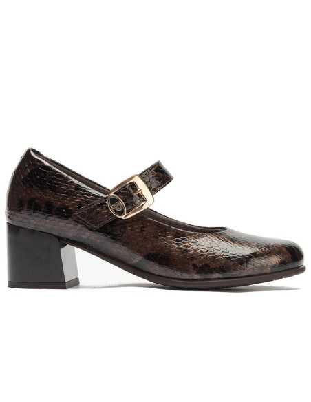 JucaZapatos - Pitillos 11641 - MARRON - Mercedes serpiente charol con velcro Marrón