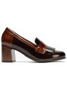 JucaZapatos - Pitillos 11654 - MARRON/CUERO - Mocasín antifaz flecos combinado charol bicolor Marrón-Cuero