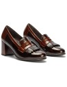 JucaZapatos - Pitillos 11654 - MARRON/CUERO - Mocasín antifaz flecos combinado charol bicolor Marrón-Cuero