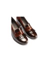JucaZapatos - Pitillos 11654 - MARRON/CUERO - Mocasín antifaz flecos combinado charol bicolor Marrón-Cuero