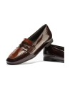 JucaZapatos - Pitillos 11663 - MARRON/CUERO - Mocasín antifaz combinado en charol bicolor Marrón-Cuero
