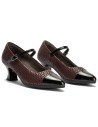JucaZapatos - Pitillos 11684 - NEGRO/BURDEOS - Mercedes puntera combinado charol con fantasía Negro-Burdeos