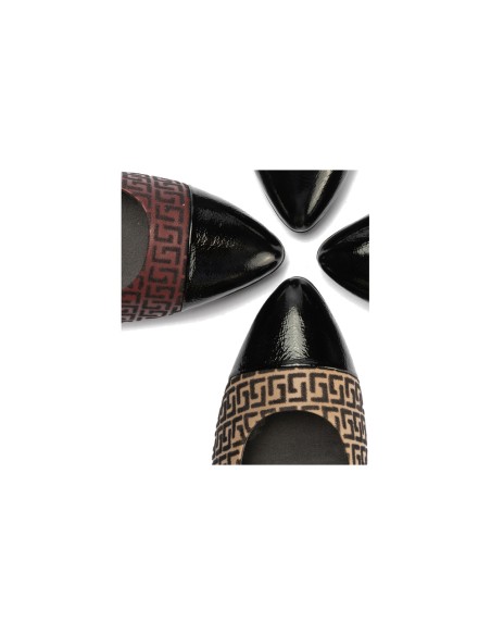 JucaZapatos - Pitillos 11684 - NEGRO/BURDEOS - Mercedes puntera combinado charol con fantasía Negro-Burdeos