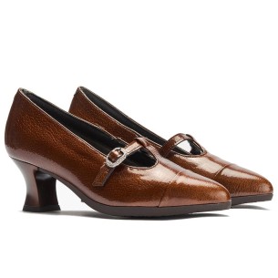 JucaZapatos - Pitillos 11510 - MARRON - Blucher de velcro combinado lycra con charol Marrón 2