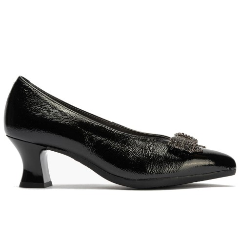 JucaZapatos - Pitillos 11686 - NEGRO - Salón pico en charol con detalle lazo Negro