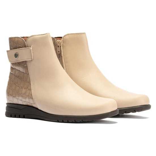 JucaZapatos - Pitillos 20204 - PIEDRA - Botín Combinado en napa con coco charol de mujer color piedra