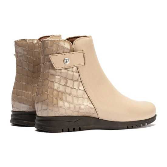 JucaZapatos - Pitillos 20204 - PIEDRA - Botín Combinado en napa con coco charol de mujer color piedra