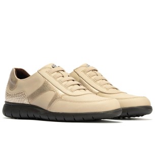 JucaZapatos - Pitillos 11101 - ORO - Deportivo plano en piel napa fantasía con piel perforada Oro 2