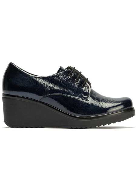 JucaZapatos - Pitillos 20231 - MARINO - Blucher en Charol con cordones de mujer color marino