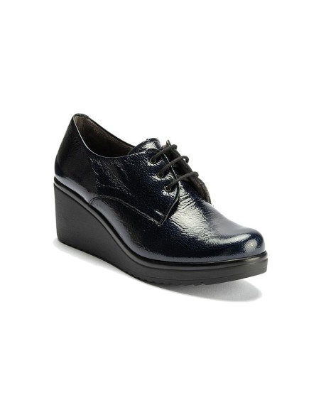 JucaZapatos - Pitillos 20231 - MARINO - Blucher en Charol con cordones de mujer color marino
