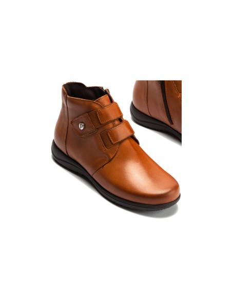 JucaZapatos - Pitillos 20513 - CUERO - Botín safari en napa con velcro y cremallera Cuero
