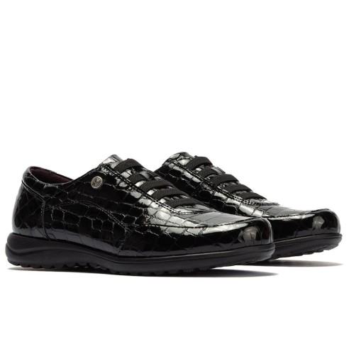 JucaZapatos - Pitillos 20514 - NEGRO - Deportivo en charol coco con cordones elásticos Negro