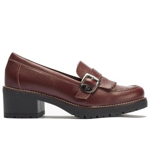 JucaZapatos - Pitillos 20522 - BURDEOS - Mocasín en napa con grano con flecos y hebilla Burdeos