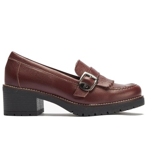 JucaZapatos - Pitillos 20522 - BURDEOS - Mocasín en napa con grano con flecos y hebilla Burdeos