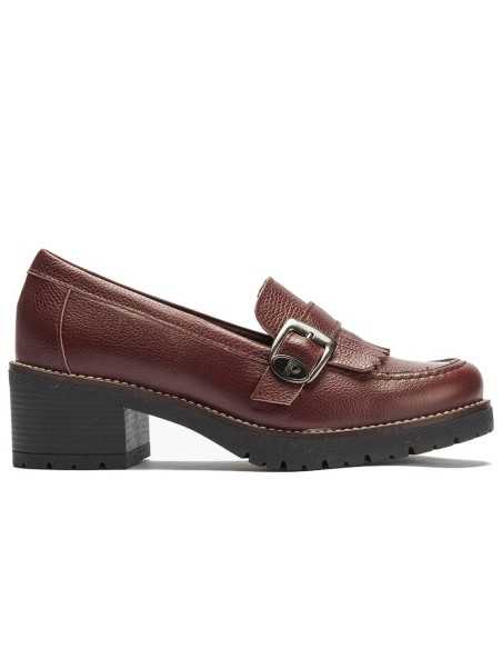 JucaZapatos - Pitillos 20522 - BURDEOS - Mocasín en napa con grano con flecos y hebilla Burdeos