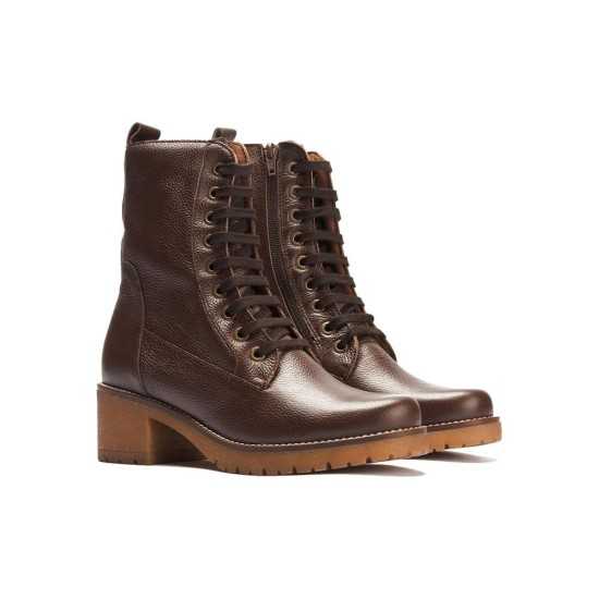 JucaZapatos - Pitillos 20524 - MARRON - Botín militar en napa con grano con cremallera Marrón