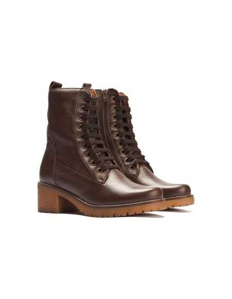 JucaZapatos - Pitillos 20524 - MARRON - Botín militar en napa con grano con cremallera Marrón