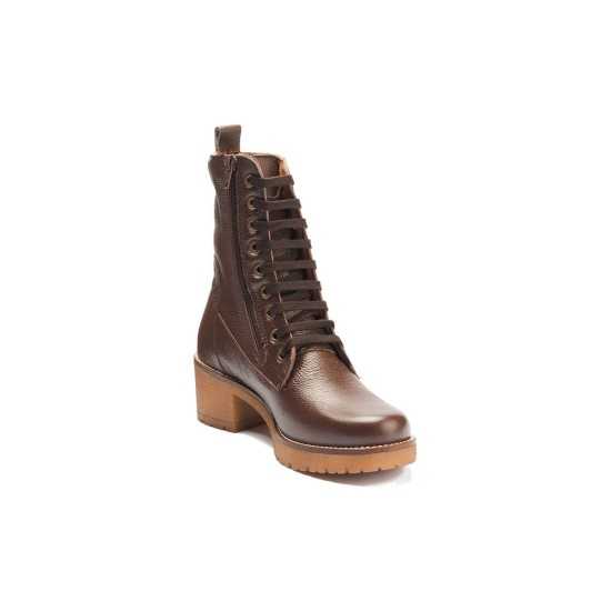 JucaZapatos - Pitillos 20524 - MARRON - Botín militar en napa con grano con cremallera Marrón
