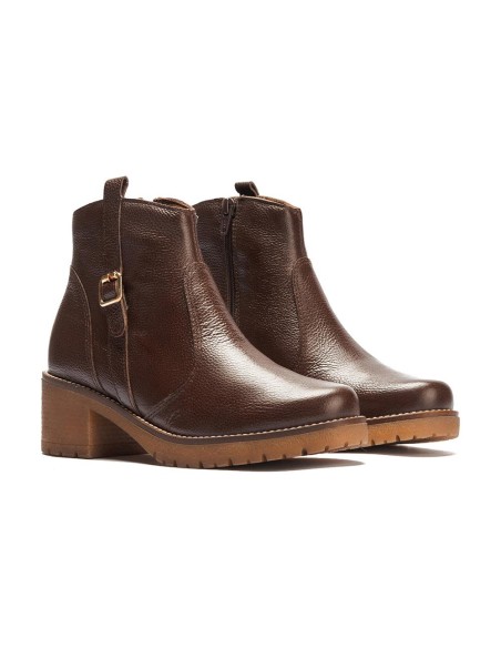 JucaZapatos - Pitillos 20526 - MARRON - Botín en napa con grano con detalle hebilla lateral Marrón