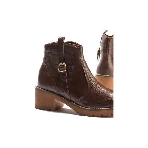 JucaZapatos - Pitillos 20526 - MARRON - Botín en napa con grano con detalle hebilla lateral Marrón