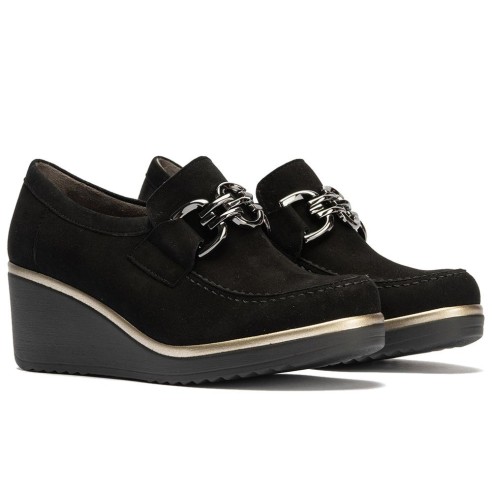 JucaZapatos - Pitillos 20530 - NEGRO - Abotinado en Ante con Adorno Negro