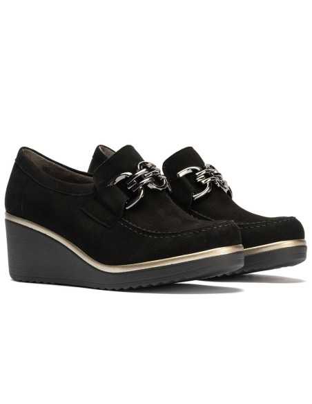JucaZapatos - Pitillos 20530 - NEGRO - Abotinado en Ante con Adorno Negro