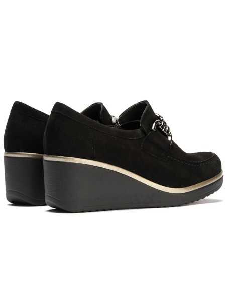 JucaZapatos - Pitillos 20530 - NEGRO - Abotinado en Ante con Adorno Negro