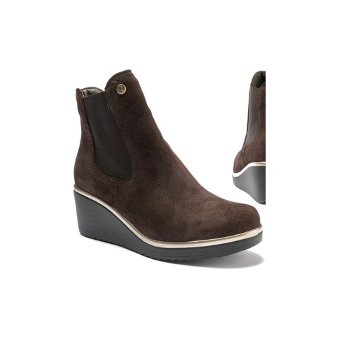 JucaZapatos - Pitillos 20537 - MARRON - Botín chelsea en ante con elástico al tono Marrón