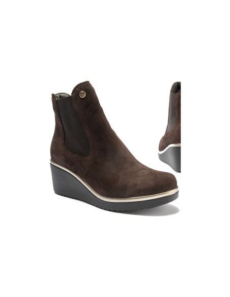 JucaZapatos - Pitillos 20537 - MARRON - Botín chelsea en ante con elástico al tono Marrón