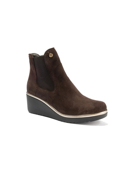 JucaZapatos - Pitillos 20537 - MARRON - Botín chelsea en ante con elástico al tono Marrón