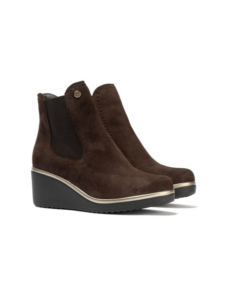 JucaZapatos - Pitillos 20537 - MARRON - Botín chelsea en ante con elástico al tono Marrón