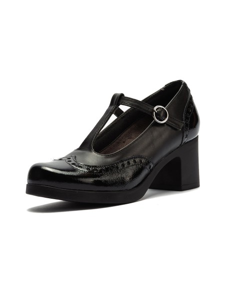 JucaZapatos - Pitillos 30501 - NEGRO - Gilda picados combinada en charol con napa Negro